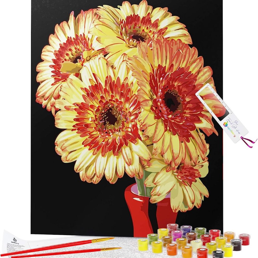 DIY Paint by Numbers for Adults Include Framed for Beginner to Advanced Flowers